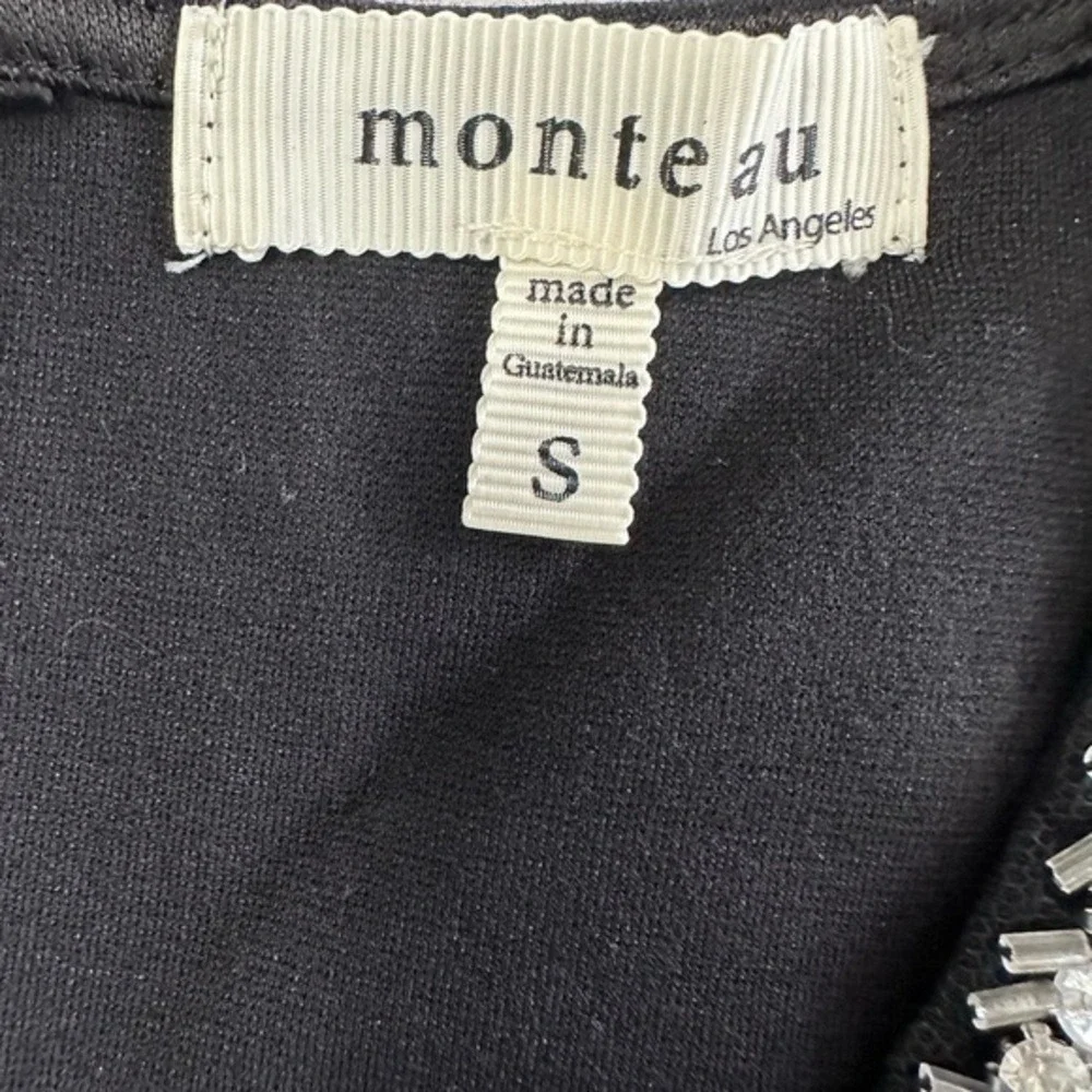 Monteau Embellished Neckline Cocktail Sheath Black Womens Dress S - Picture 5 of 6
